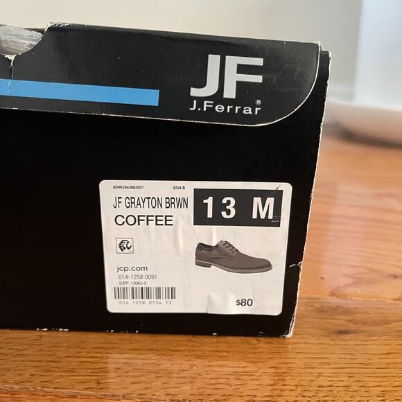 JF J. Ferrar Grayton Lace-Up Oxford Shoes Mens 13M Brown Man Made Dress Church - Picture 9 of 9